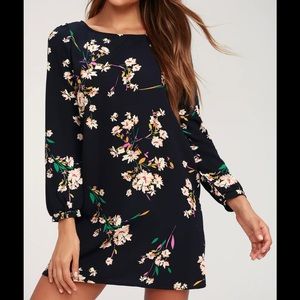 Navy Floral Shift Dress
